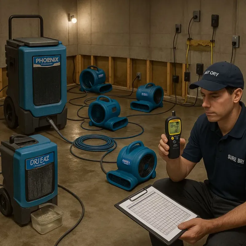 Structural Drying and Dehumidification process in Marion, KS